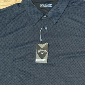 Callaway Black Golf Polo Shirt Geometric Pattern w/Patron Logo Right Sleeve -3XL